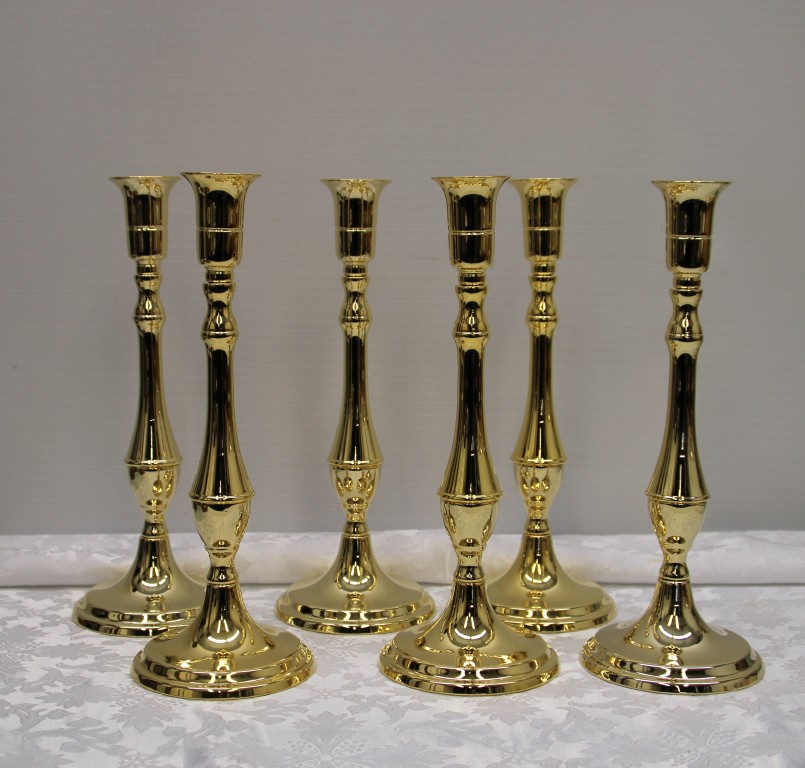 Set of 6- 10" Brass Candlesticks
